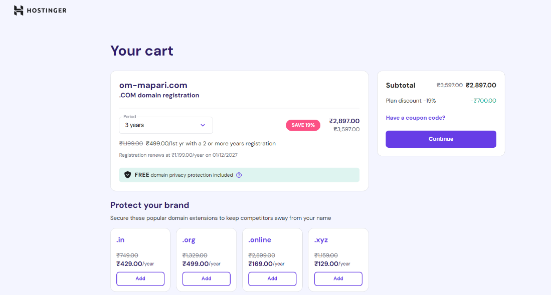 Hostinger Pricing